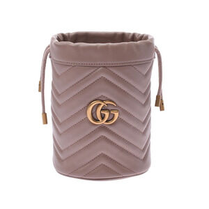 GUCCI GG Marmont Baguette Bag Beige Tan Leather Shoulder